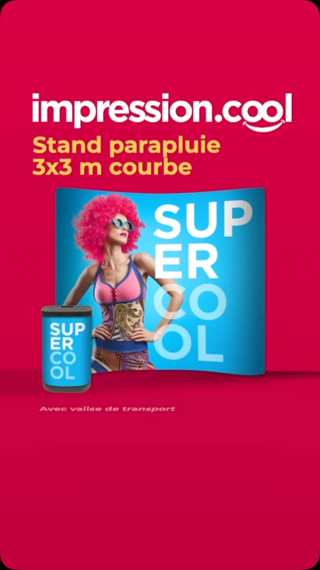 🚨 Impression d’un STAND PARAPLUIE courbe en URGENCE ? 
Commandez en ligne, avec fabrication EXPRESS possible 👉 www.impression.cool